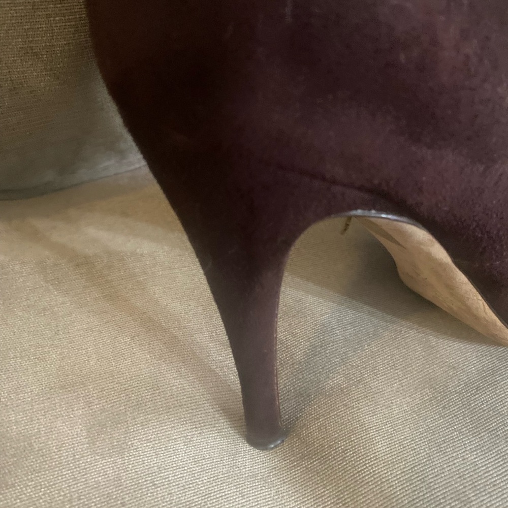 Butter Shoes Brown Suede Knee-High Boots Pointed Toe Stiletto Heel Size 40 Italy - Picture 7 of 12